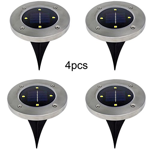Iusun 4Pcs 4LED Fashion In-Ground Lights Solar Power Outdoor Path Garden Yard Decking