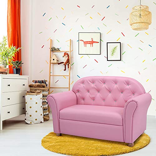 Sturdy Wood Construction Armrest Chair for Preschool Children Sofas Pink Modern Contemporary Princess Foam Finish - Image 5