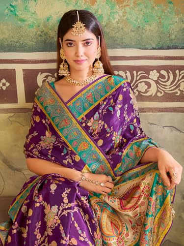 Image of Glory Sarees Women's Luxurious Dola Pure Silk Original Saree Position Print Work Madhubani Inspired Motifs Banarasi Kanjivaram Style Saree With Blouse Piece (Elegant101 Parent)