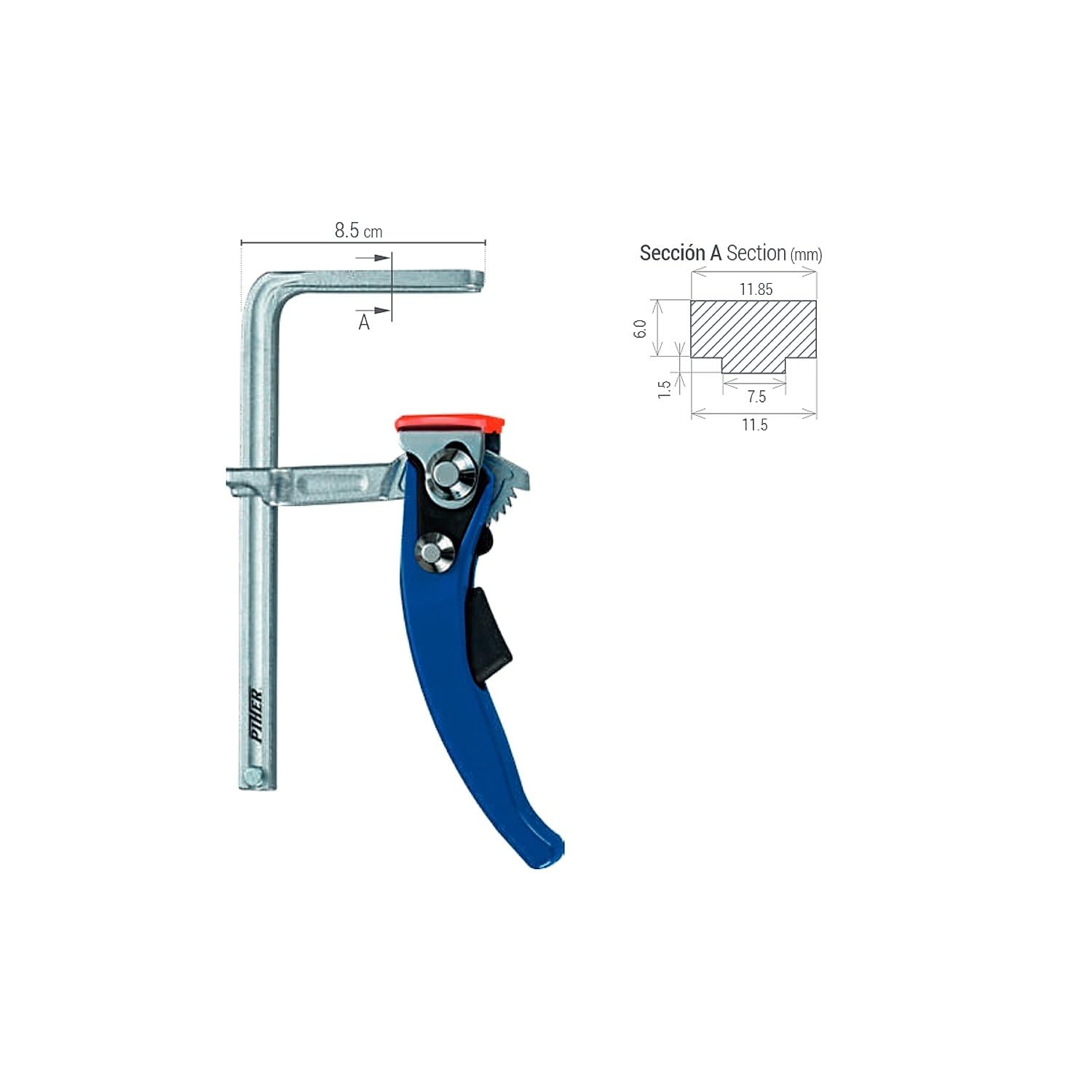 PIHER Serre-joint TPAL TPAL - 16X6 cm - Serre-joint