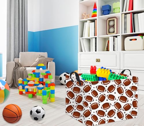 Image of Rectangular Football Basket Kids Baby Storage Basket Cute Kids Toy Storage Bin Organizer Shelf Book Sports Footballl Room Decor(Football)