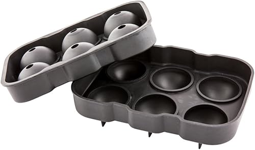 Miniatura 2 de Restaurantware Bandeja de hielo de esfera de 2 pulgadas, hace 6 bolas perfecta para barras comerciales o uso doméstico, fabricada con silicona negra