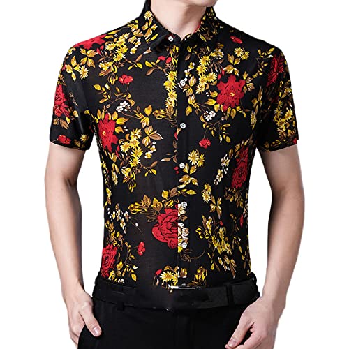 Chemise hawaïenne pour hommes contre la chaleur estivale avec style fleurs noires