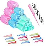 Anguxer 32 piezas Juego de bigudíes, autoadhesivas bigudíes, Rulos para el Pelo Auto Agarre, bigudíes para el peinado corte de pelo