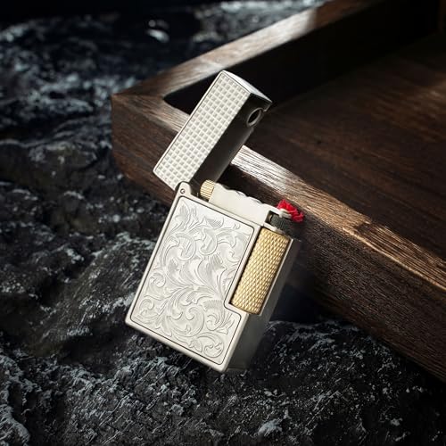 Encendedor Clásico de Metal Refillable Vintage Plateado miniatura 5
