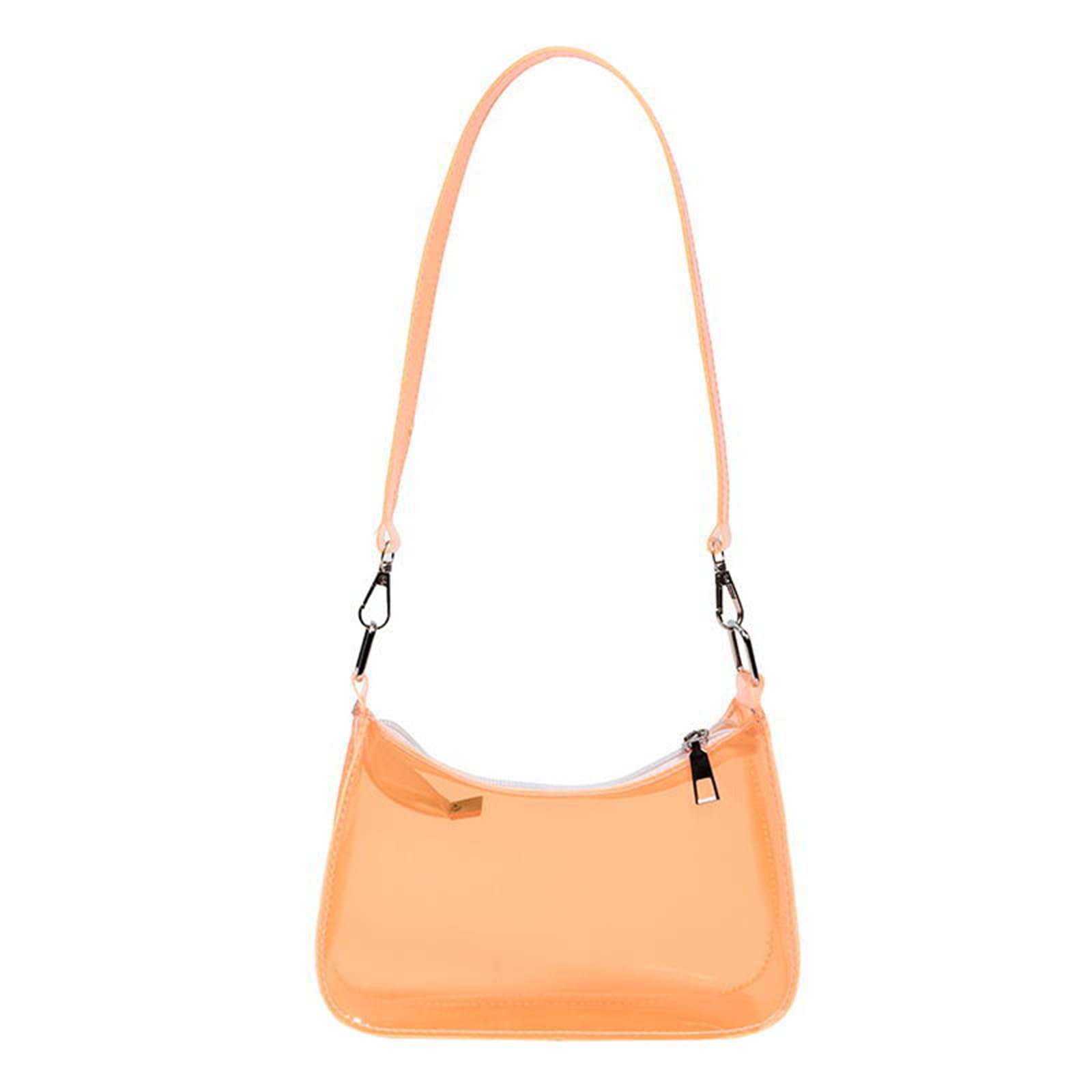 W WINTMING Clear Purse for Women Clear Bag Stadium Approved PVC Transparent Handbag Small Clear Stadium Bag for Concerts Sports Events (Orange)