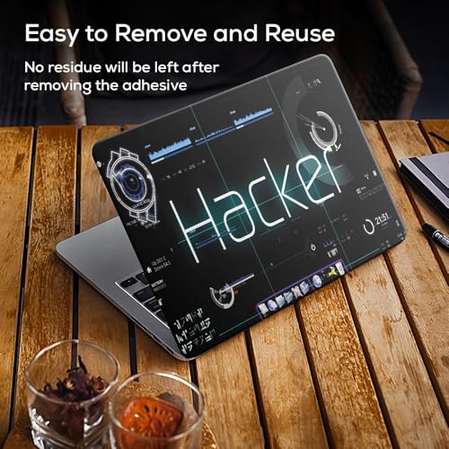 Image of Galaxsia Hacker Top+Wrist Pad Vinyl Laptop Skin /Sticker /Cover Upto 15.6 Inches Laptops Laminated-Removable-HD Quality Compatible for Hp-Dell-Sony-Lenovo-Asus etc.(15x10 Inches)