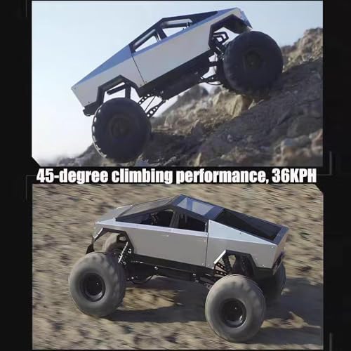 Image of Cyberr Style 1:8 Alloy RC Truck, 4WD 2.4GHz Remote Control Off-Road Car with Metal Body, Shock Absorbers & LED Lights, All Terrain High Performance RC Vehicle for Kids & Adults