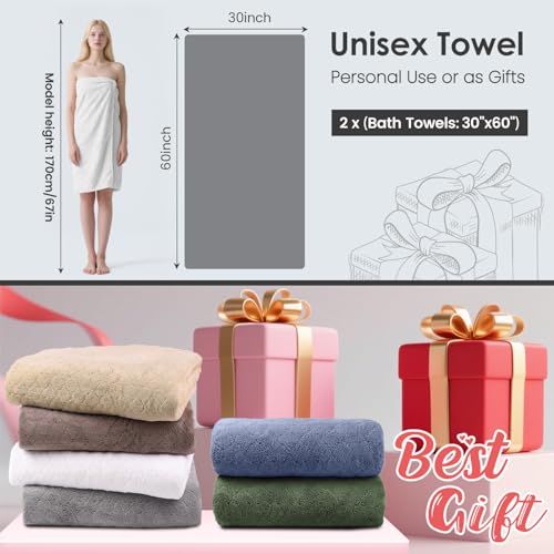 Image of JML Microfiber Bath Towels Set of 2, 30 in x 60 in, Oversized, Ultra Soft, Super Absorbent, Fast Drying, No Fading Large Bathroom Towel Set for Sport, Travel, Fitness, SPA,Yoga (Coral Fleece - White)