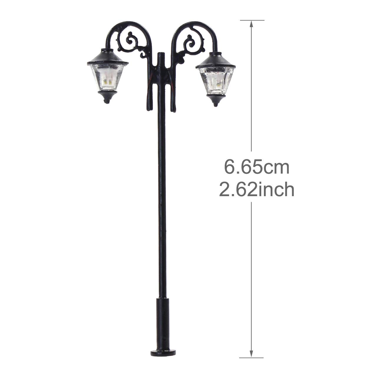 Evemodel LYM61 5 pezzi pista H0 1:87 modello LED due luci lanterne di parcheggio lampade 67 mm 3 V