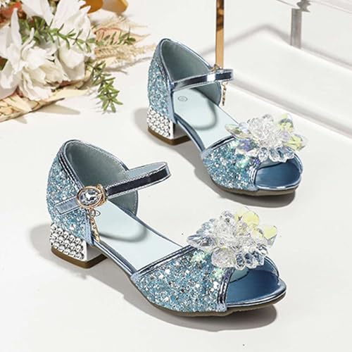 IWIHMIV Dress Up Princess Shoes Girls Sandals Low Heel Dress Ankle Strap Flower Shoes Girls Wedding Sandals2