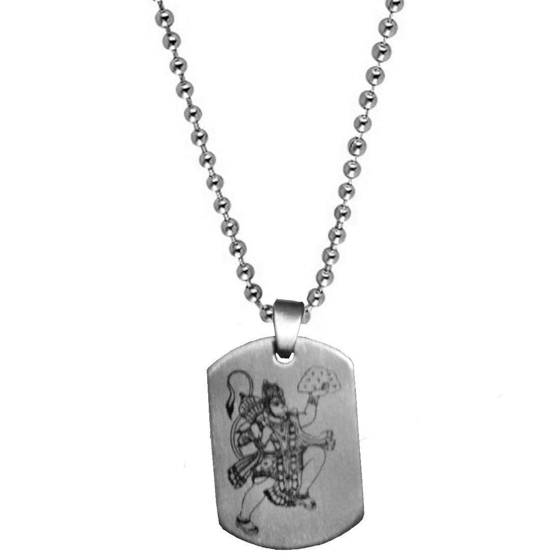 Religious Bajrang Bali Hanuman Locket Silver Stainless Steel Necklace Chain for Men and Women-image-23