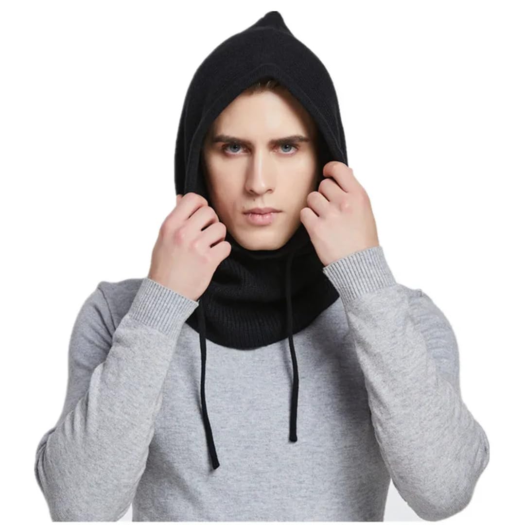Gorro Con Capucha De Punto De Cachemira Unisex Para Mujer, Gorro De Invierno Con Cubierta Para El Cuello, Pasamontañas, Gorros Para Hombre, Protección Para La Cara Y La Oreja, Gorros De Lana Cálidos