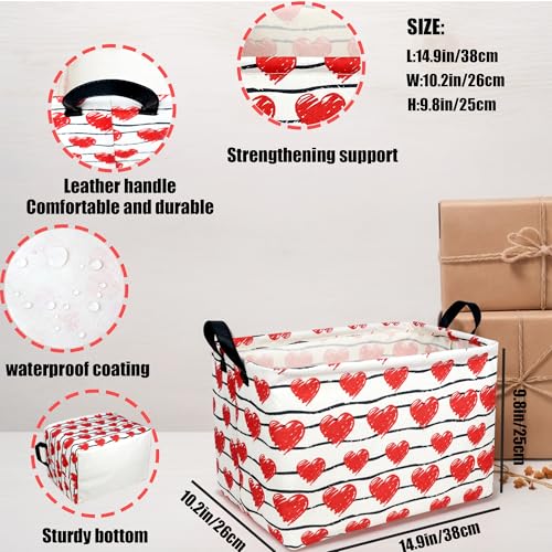 Image of Valentine's Day Basket Gift for Empty Cute Heart Large Storage Bin for Kid and Baby Room Decor (Red Love)