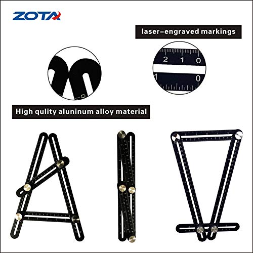 ZOTA Tool Gifts for Men, Multi Angle Measuring Ruler + Rafter Square 7" + L Framing Square 8"x12", Heavy Duty Aluminum Alloy with Laser Etched Markings
