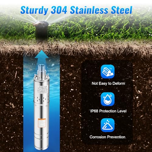 Pompe immergée pour puits silencieuse 20db avec débit de 1600l/h en inox - 6