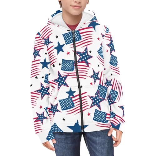 Girls Zip Up Hoodies Kids 3D Printed Casual Hooded Sweatshirts With Pockets 6-16 Years3