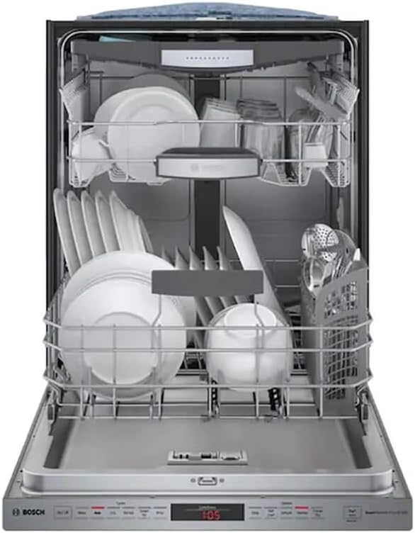 Bosch SHPM78Z55N 24" 800 Series Fully Integrated Pocket Handle Dishwasher with 16 Place Settings, Flexible 3rd Rack, InfoLight and CrystalDry (Stainless Steel)
