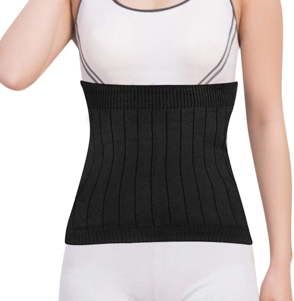 Faja Lumbar para Mujer para Invierno, Calentador Lumbar de Lana Suave y Elástico Faja de Calor para Proteger del Frío la Zona Lumbar y del Abdomen Calentador de Cintura para Mujer, Negro