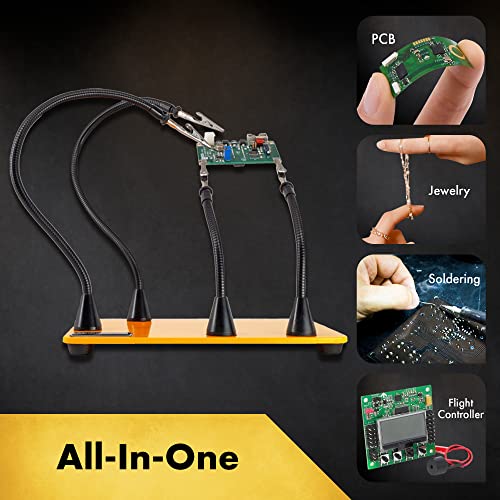 Image of QuadHands Workbench | Helping Hands Soldering Stations | Soldering Iron Helping Hand Tool with 4 Magnetic Arms | Designed for Soldering Tools | Steel Base for Welding Table Top with Locking Grips