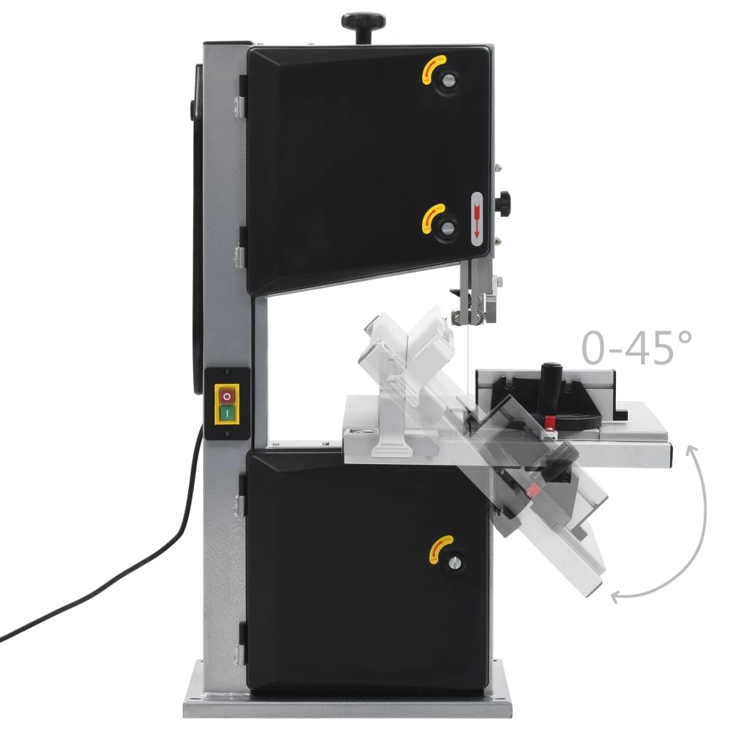 vidaXL Sega a Nastro Profondità di Taglio 245 mm per Legno Morbido Duro Tavolo Inclinabile Segatrice da Banco Troncatrice in Acciaio Nero e Argento