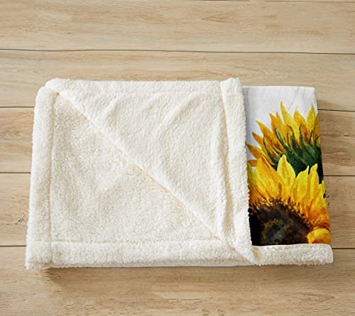 White Horse Fleece Throw Blanket Sunflower Horse Sherpa Blanket for Kids Boys Girls Wild Animal Plush Blanket Botanical Floral Fuzzy Blanket for Sofa Bed,Single 50x60 Inch - Image 3