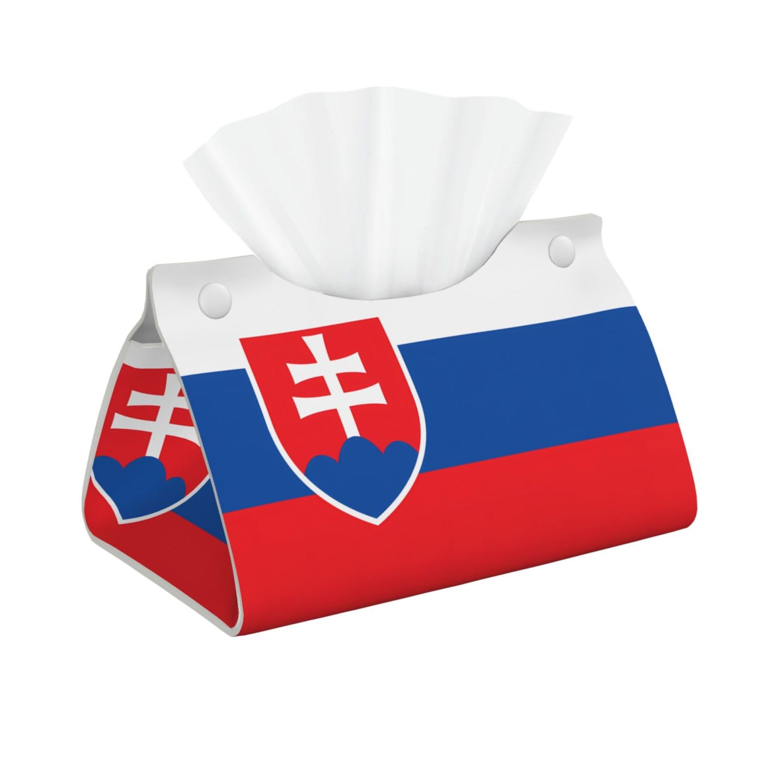 Flag of Slovakia Rectangular Leather Tissue Box Cover, Folding Facial Tissue Holder Dispenser for Car