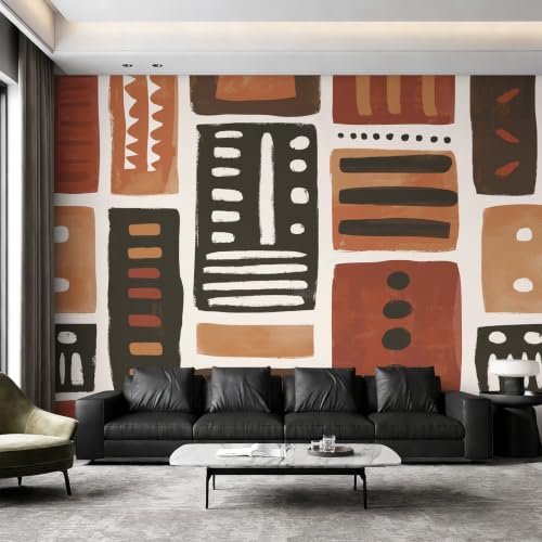 Papier peint panoramique géométrique pour masquer les défauts des murs