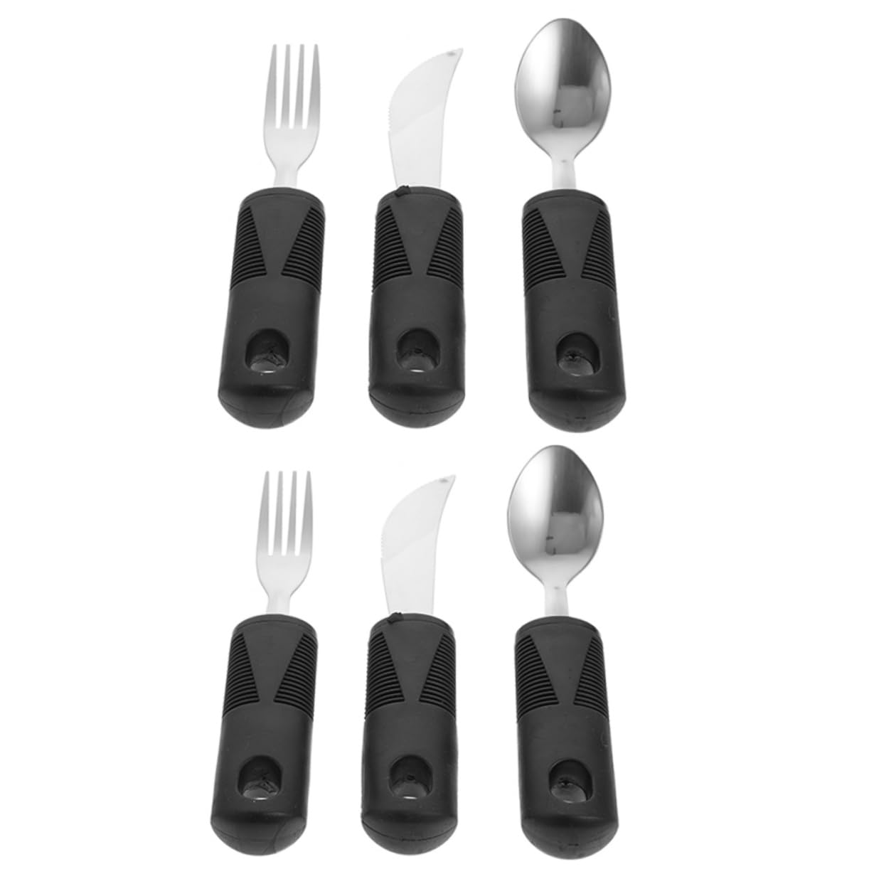 OHPHCALL 6Pcs Adaptive Cutlery for Elderly Shake Utensils with Non Slip Handles Ergonomic Design for Disabled Patients for Safe Dining
