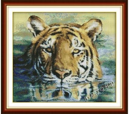 Happy Forever Cross Stitch,The animals, The tiger in the water