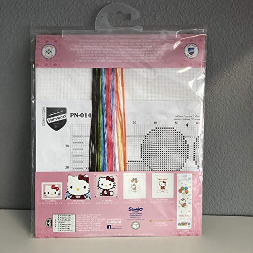 Vervaco Hello Kitty with Balloons Aida Counted Cross Stitch Kit, White, 1 - Image 2