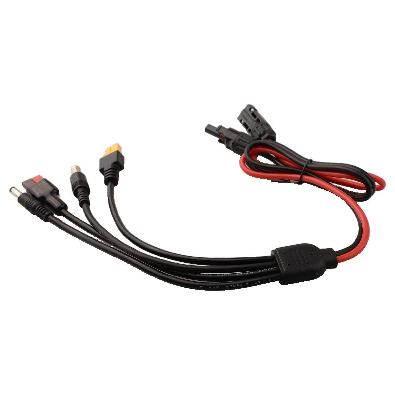 4-in-1 Solarpanel-Adapter-Kit mit XT60, DC5521 und DC7909 Steckern zum Aufladen von Kraftwerken, 12AWG-18AWG Drähte, kompatibel mit ECOFLOW River/Delta, Anker 521/A1294, Pow
