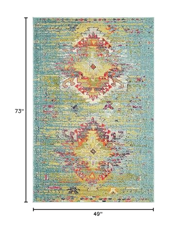 Tapete rectangular 185x125 cm Turquesa y Amarillo miniatura 3