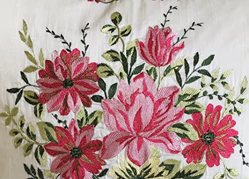 Image of TARA- Sparkling Homes Embroidered Cushion Covers 16 X 16 Inches In Cotton Silk, My Fair Lady (Fuchsia Pink, 16 X 16 Inches),250 TC