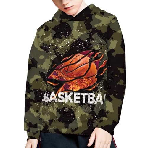 Cool Camo Unisex Girls and Boys Long Sleeve Basketball Hoodies Hoody Athletic Pullover Sweatshirts Tops Age 6-16year