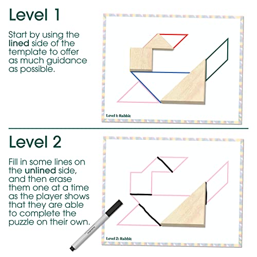 Image of Keeping Busy Tangram Dementia Activities for Seniors | Alzheimer Products for Elderly Patients | Fun Memory Game Toy & Cognitive Brain Puzzle for Senior Citizens w /Memory Loss or Alzheimers