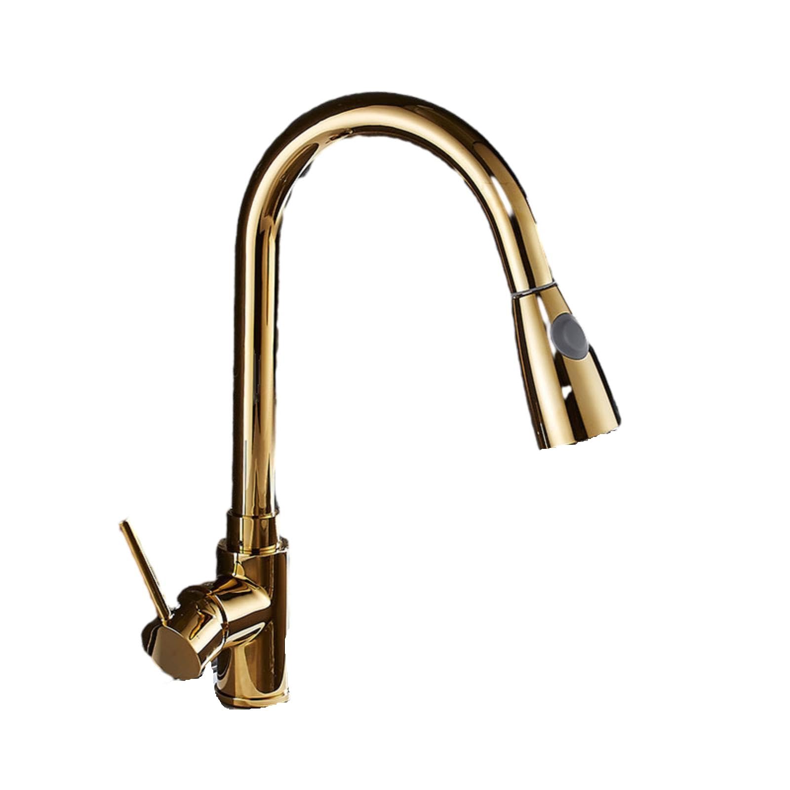 ZYCHSJXA Water Kitchen Tap Pull-Out Faucet Sink Vegetable Basin Hot and Cold Rotating Golden