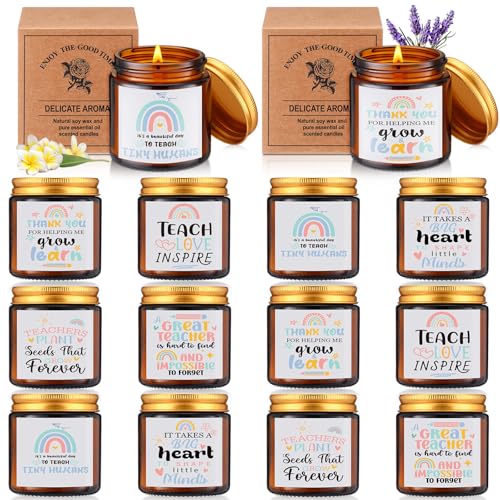 MTLEE 12 Pcs Teacher Appreciation Gift Bulk 3.5oz Scented Soy Wax...
