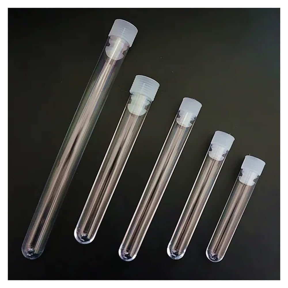 Equipos y suministros de laboratorio Lote de 50 tubos plástico transparentes con tapón blanco y fondo redondo