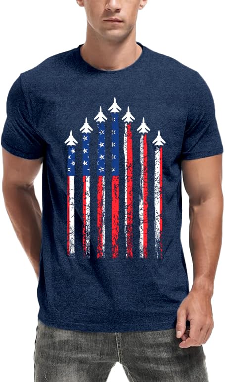 NEWKA Mens Air Force Patriotic Shirts American Flag T-Shirt 4th of July Short Sleeve USA Memorial Day Tee Tops