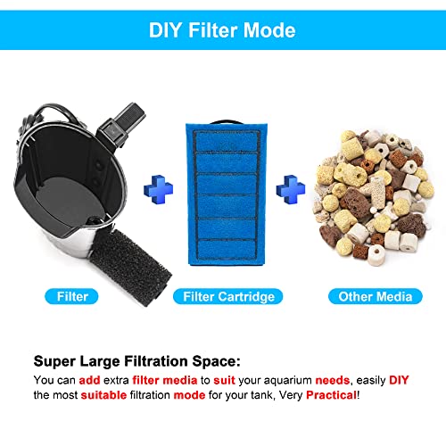 Image of DaToo Aquarium Power Filter in-Tank Ultra Silent Small Fish Tank Filter 5W for Aquarium 10 to 20 Gallon Tank, 1 Yr Warranty