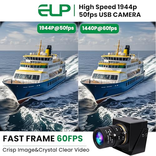Webcam USB global shutter ELP 5 MP 1440p zoom varifocal 4x - 4
