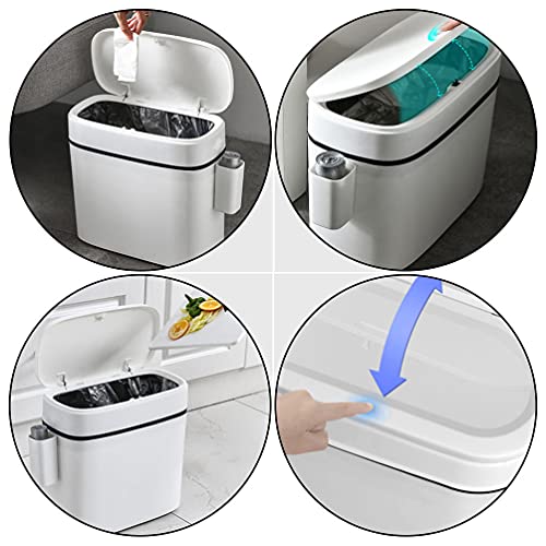 LIFKOME Badezimmer Mülleimer 14L- Badezimmer- Mülleimer mit Deckel Dünnes Kunststoff- Schmale Schlafzimmer- Mülltonne Walkbasket- Pressetyp- Deckel Müll- Container- Behälter für - Image 8