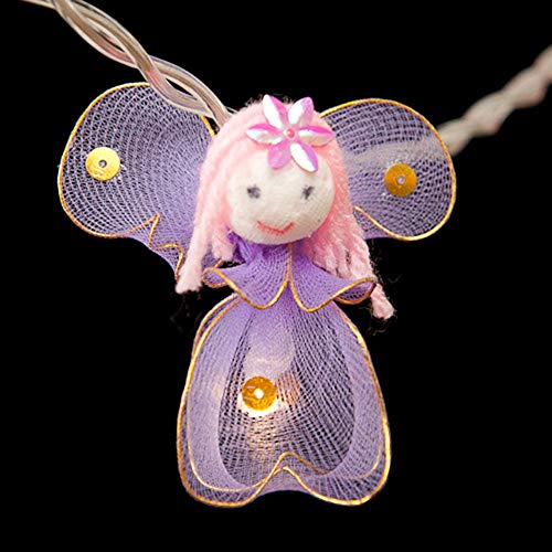 Enchanted Princess Fairies Fairy Lights (Rainbow Coloured) – 20 Warm White LED Lights – Sheer Fabric & Shimmering Sequins – USB Powered – Includes UK 3–Pin USB Adapter – Indoor String Lights