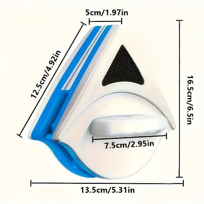 Image of Magnetic Window Glass Cleaner Double-Sided Megnetic Wiper Cleaning Pads Double-Face Window Cleaning Brush for Sliding Windows & High Rise Glass With 2 Extra Cleaning Cotton Squeegees