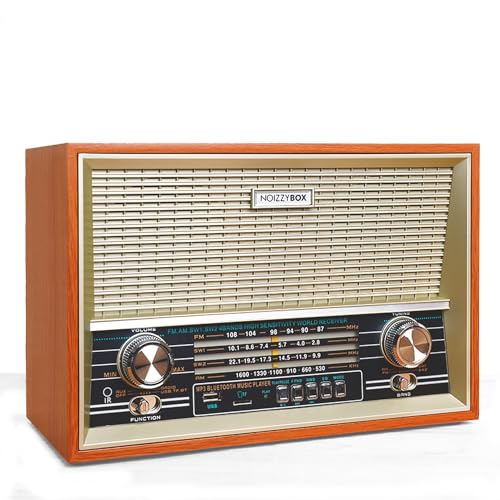 Image of Retro XXL 4 Band Radio Wireless Bluetooth Speaker with Remote and Equalizer (Beige)
