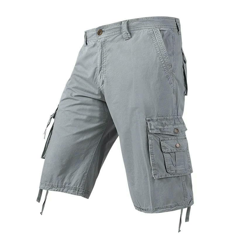 Short cargo d'été homme coton multipoche bermuda décontracté uni USTZFTBCL - 4