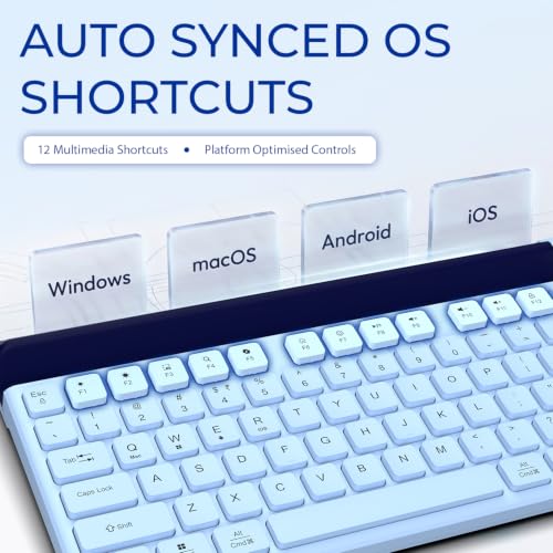 Image of Amkette Optimus 2 Multi-Device Wireless Keyboard /Bluetooth Keyboard, Connect 4 Devices, Professional Grade-Low-Profile Keys, Rechargeable USB-C, Built-in Device Dock, Windows /macOS /Android /iOS