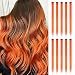 FESHFEN 10 Pcs Orange Straight Clip on in Hair Extensions Hairpieces 20 Inches Long Remy Hair Colored Party Highlights Hair Accessories DIY Hair Decoration Cosplay with Gift Hairpin