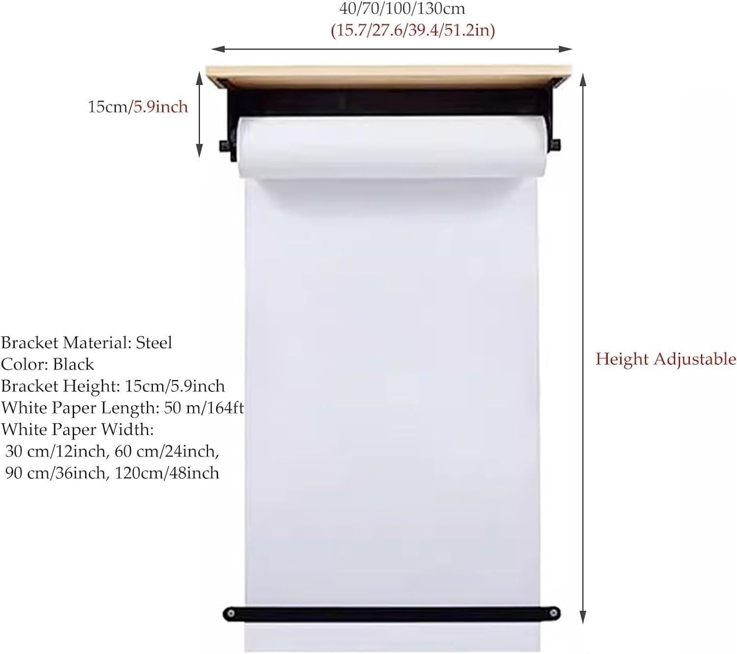 Wiszące rolki papieru pakowego Rolki papieru pakowego Papier malarski Naścienny dozownik rolek papieru pakowego(127cm/50inch wide)